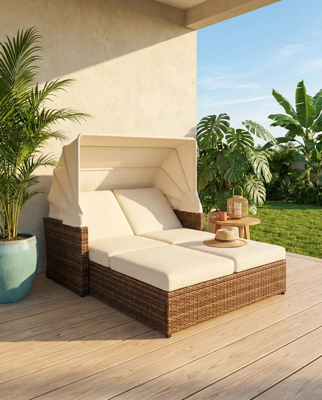 Tropical Resort-Style Terrace with Daybed — Luxury Version
