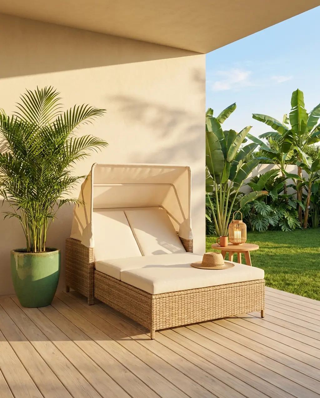 Tropical Resort-Style Terrace with Daybed — Budget Version