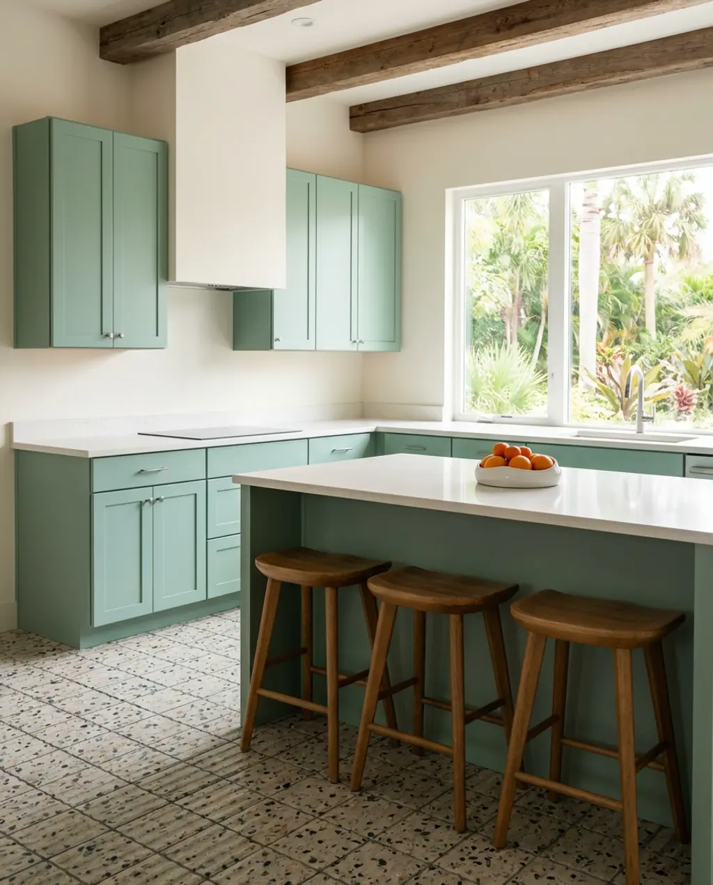 Modern Terrazzo Floor with Pastel Cabinetry
