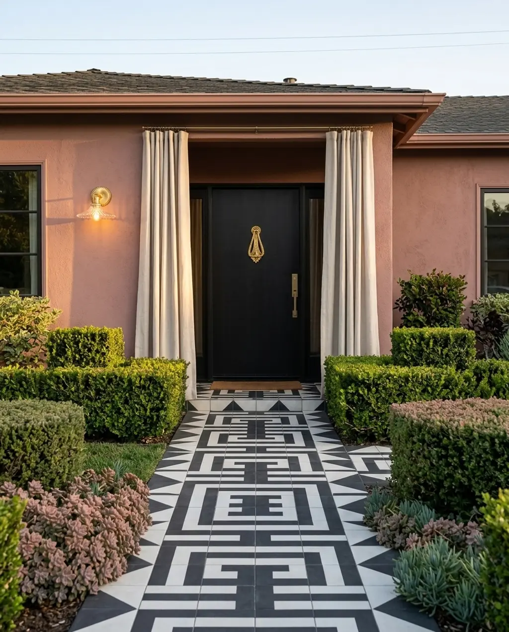 Art Deco Inspired Black and White Geometric Pavers