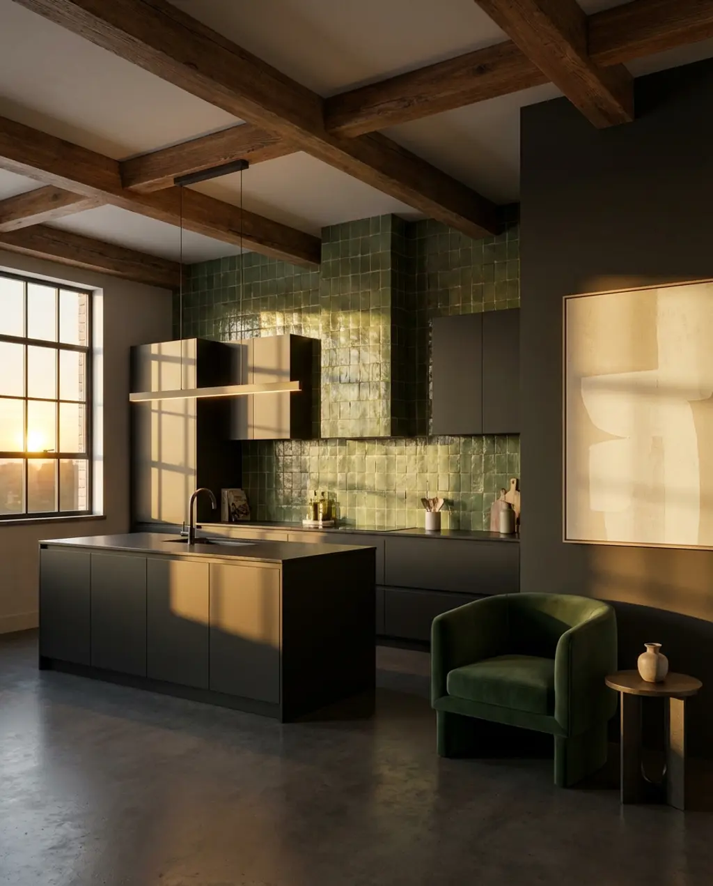 Sophisticated Urban Open Plan with Dark Tones