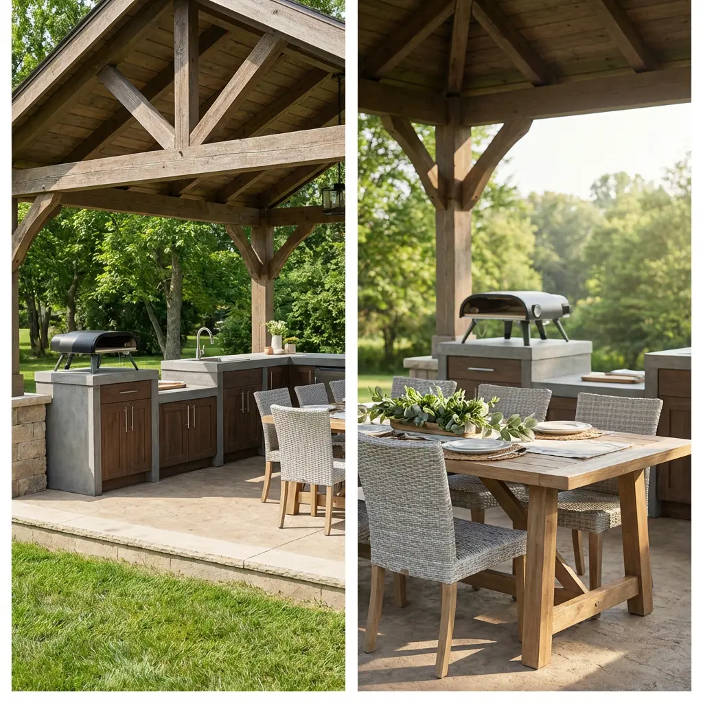 Built-in Gazebo with Outdoor Kitchen and Dining