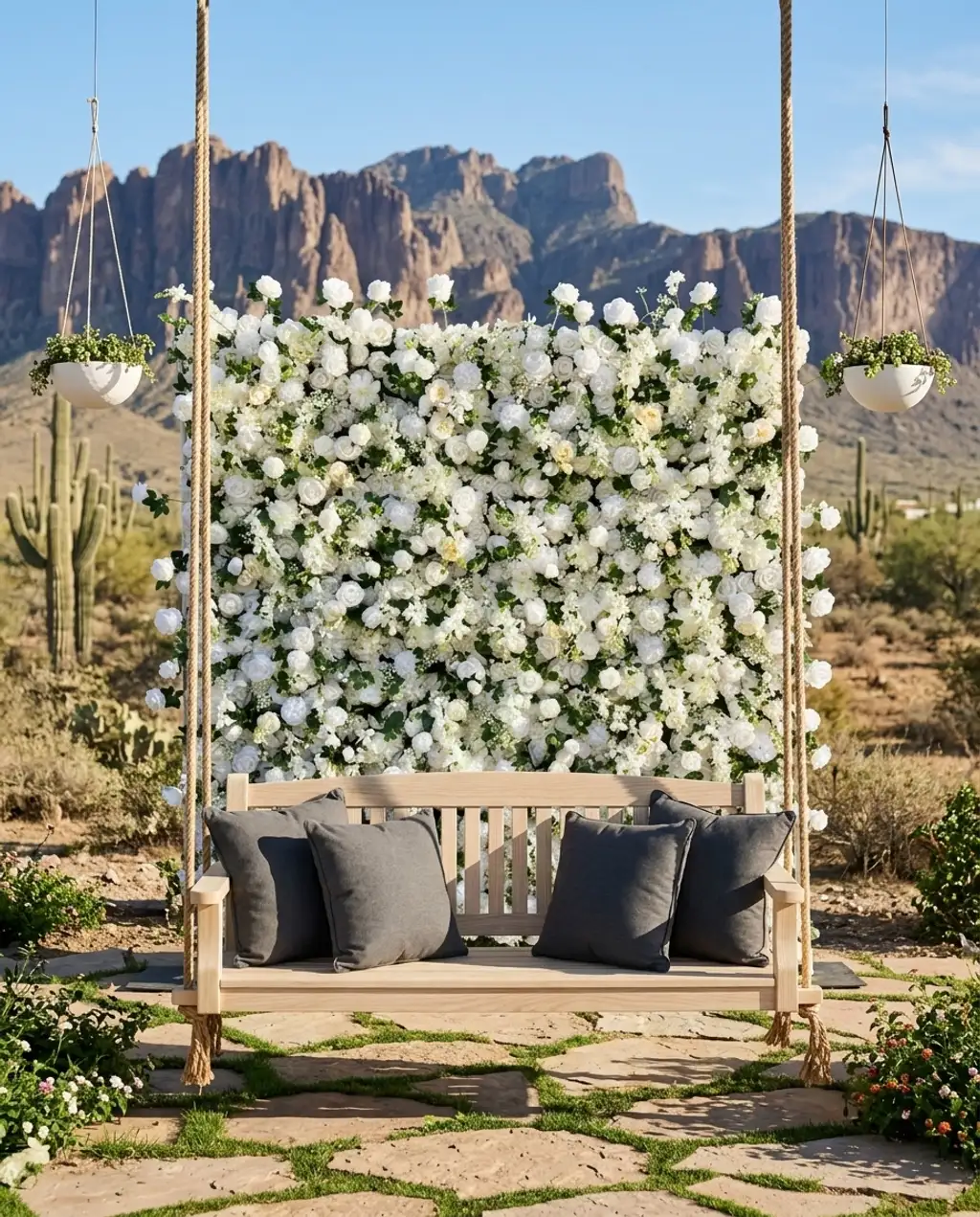 Whimsical Floral Swing Photo Booth Area