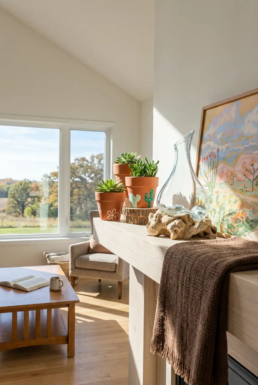 Southwestern Desert Mantle with Cactii and Earthy Textures 2026