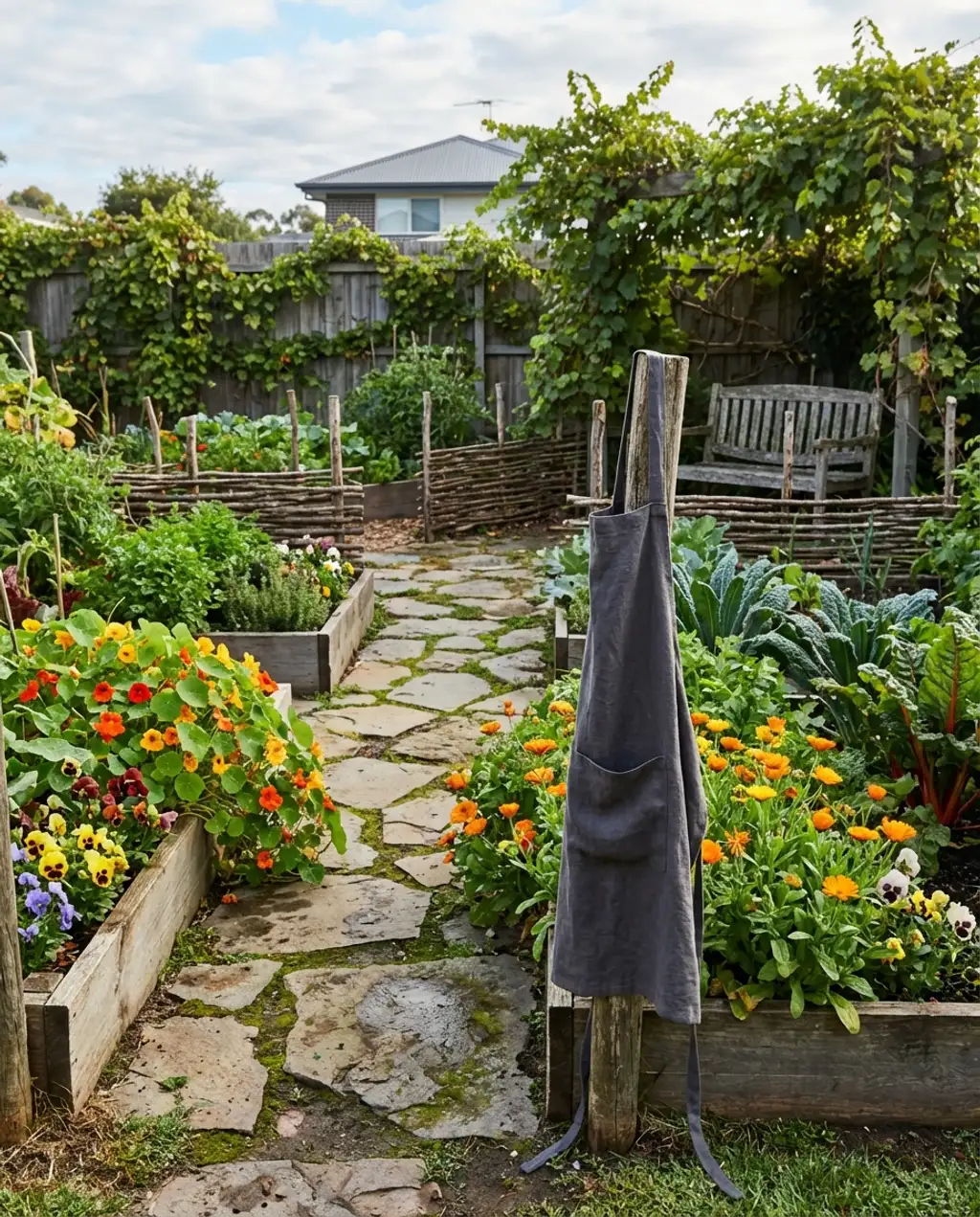 Backyard Edible Flower and Vegetable Patch
