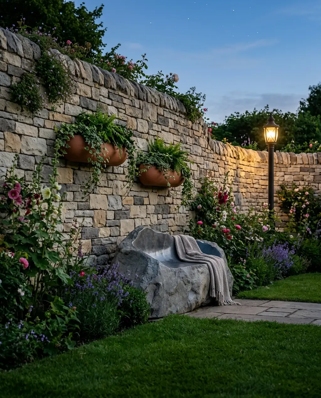 Architectural Interest with a Stone Wall Garden