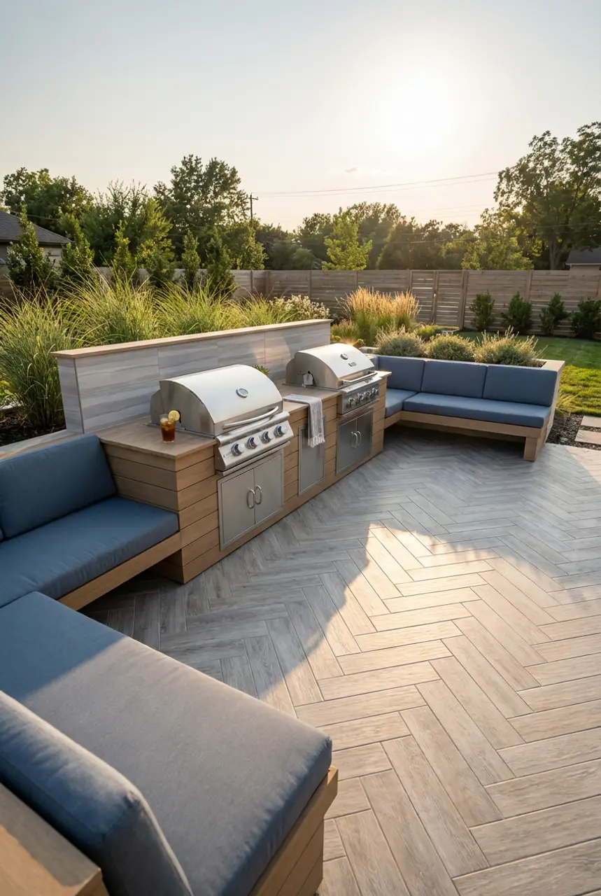 Ultra-Modern Minimalist Grill Station with Integrated Seating — Luxury Version