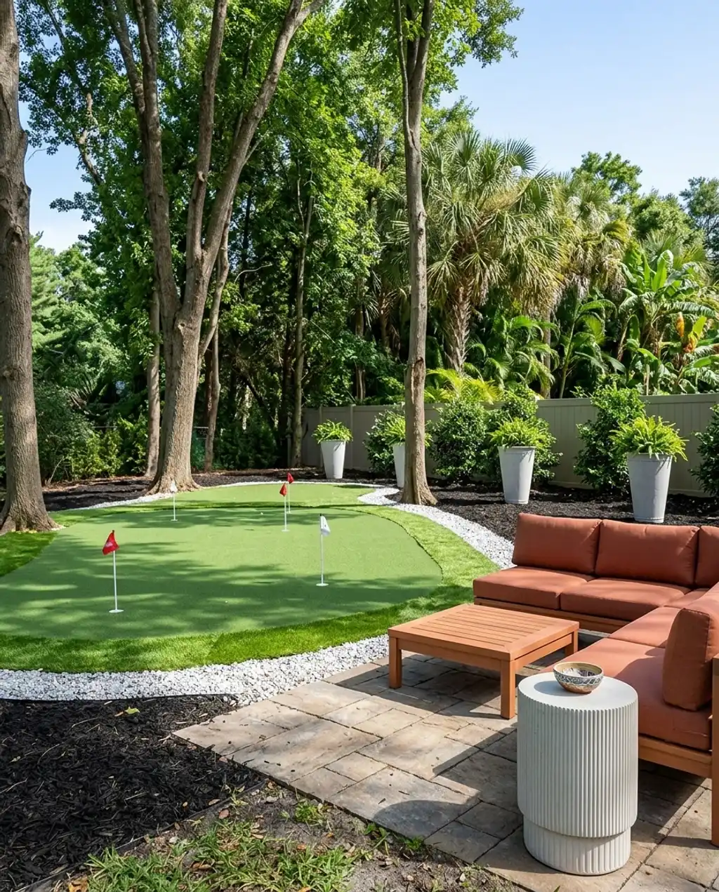 Small Backyard Putting Green & Lounge