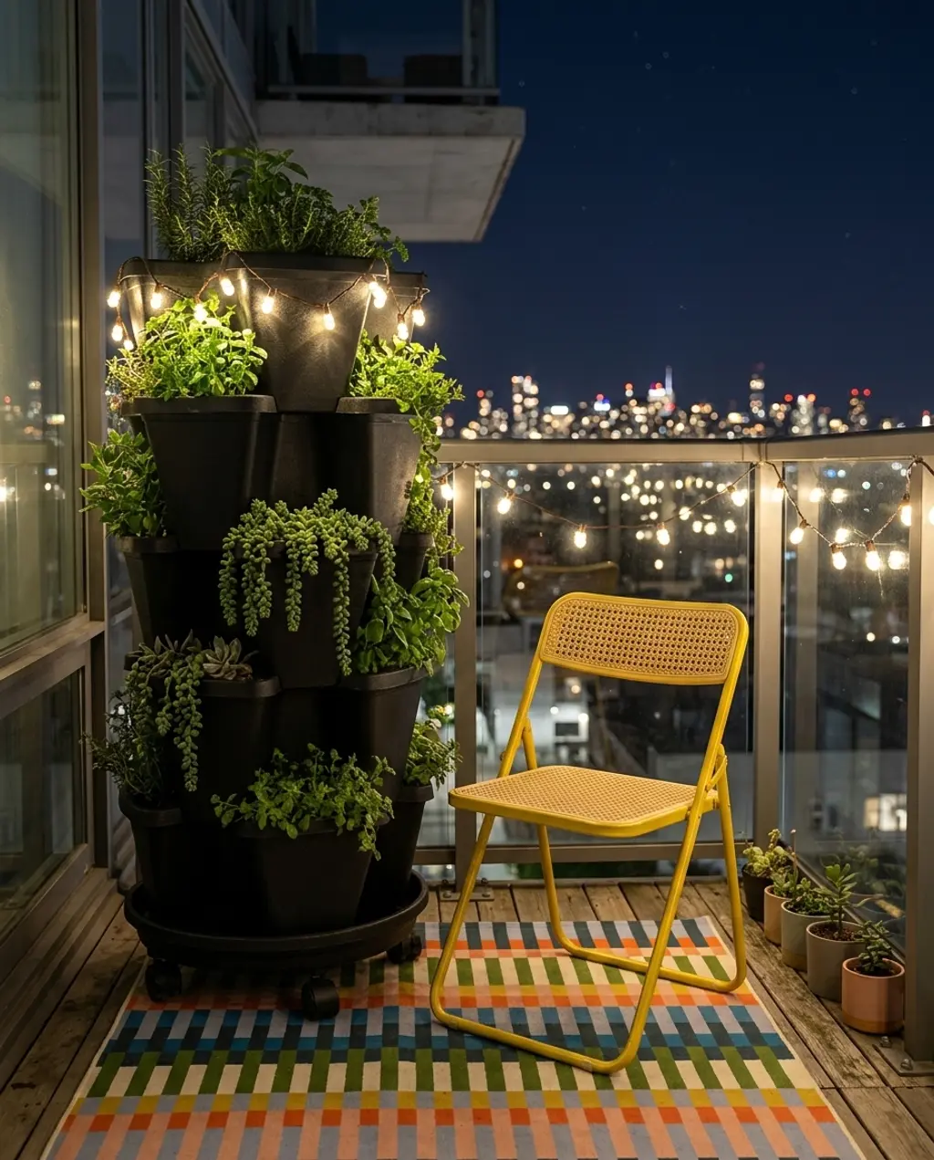 Elegant Balcony Garden with Vertical Planters