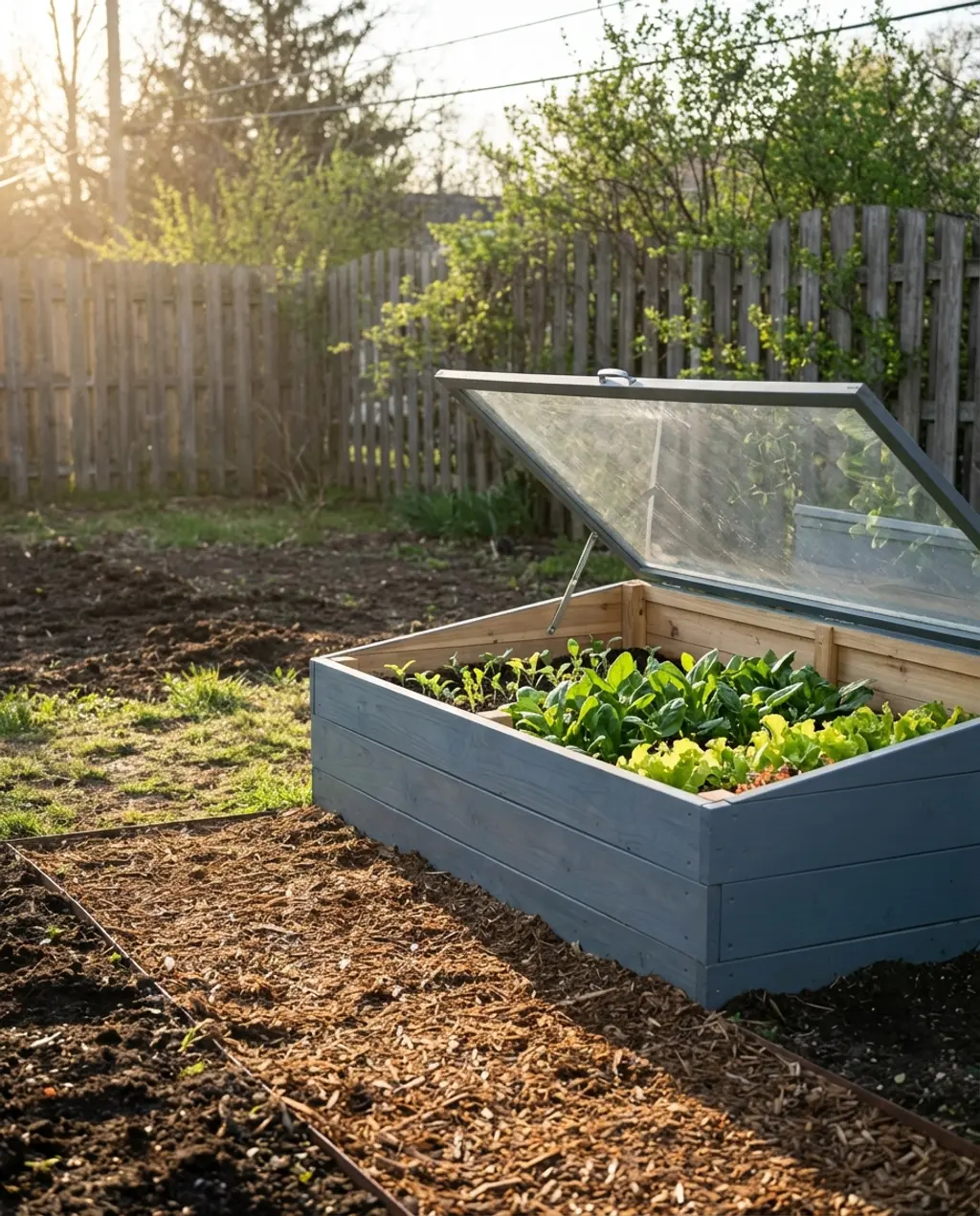 Raised Bed Garden with Integrated Cold Frame for Extended Season