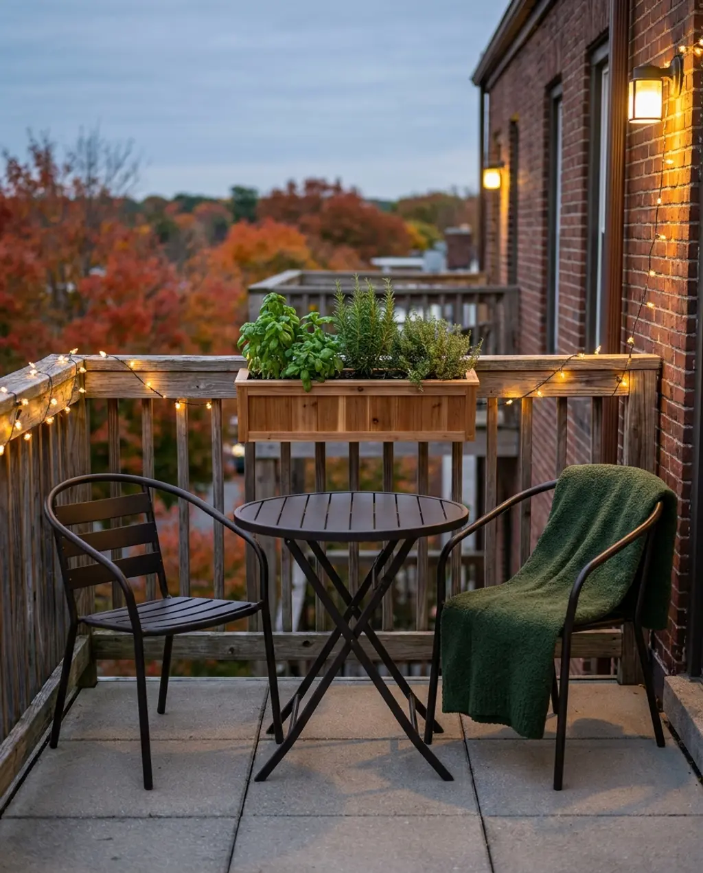 Small Space Rooftop Balcony with Bistro Set