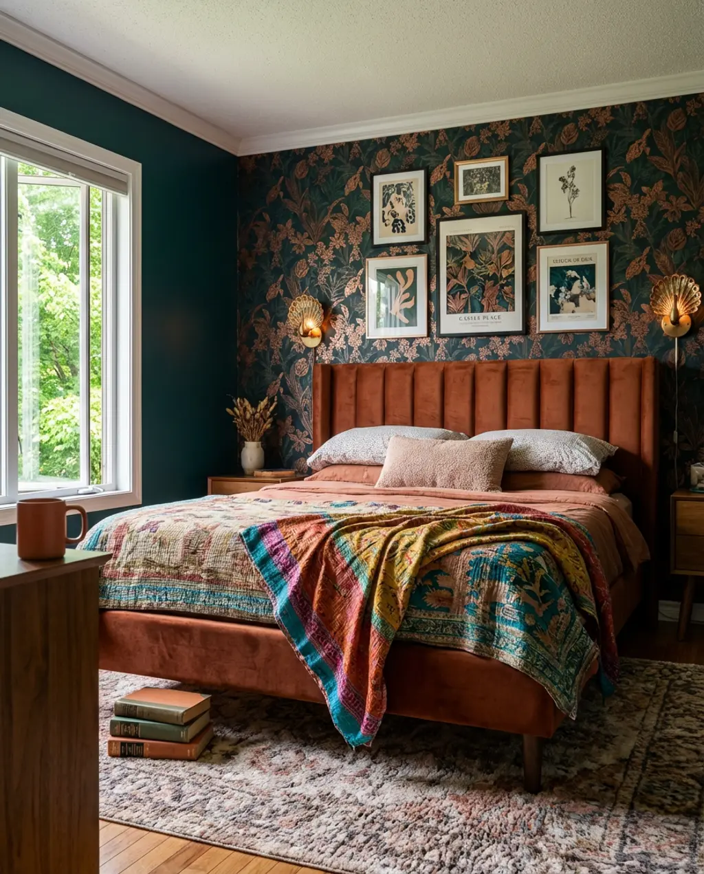Maximalist Bold Feature Wall Bedroom