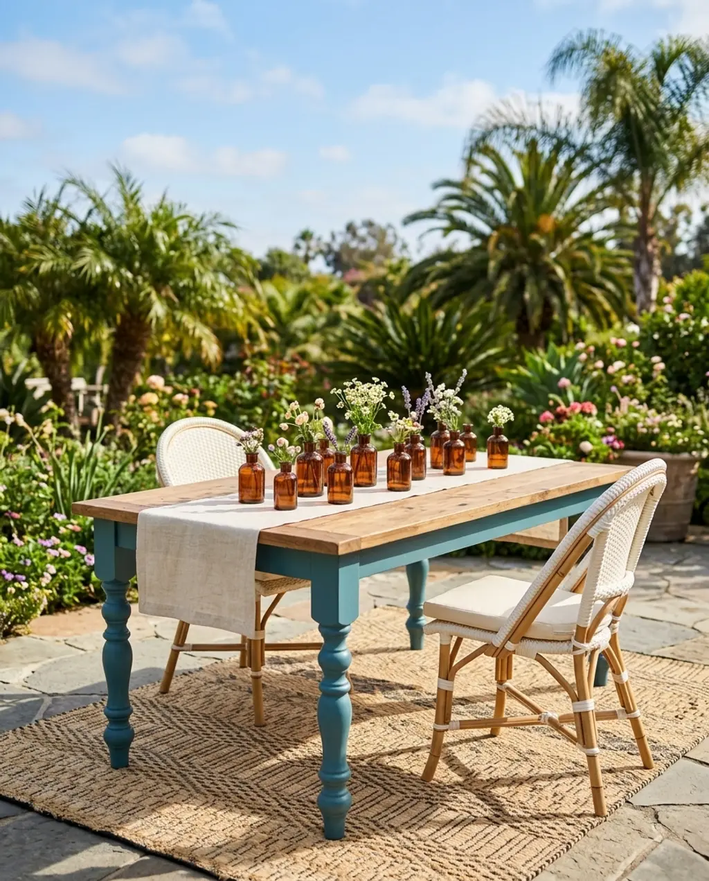 Bohemian Spring Table Setting with Macrame & Wildflowers