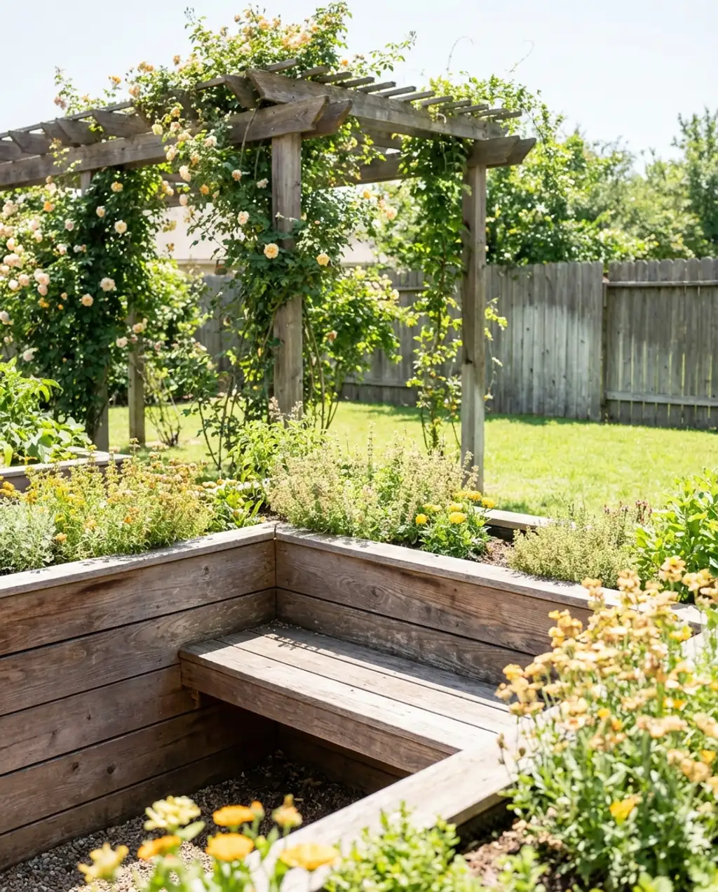 DIY Cedar Raised Beds with Integrated Seating