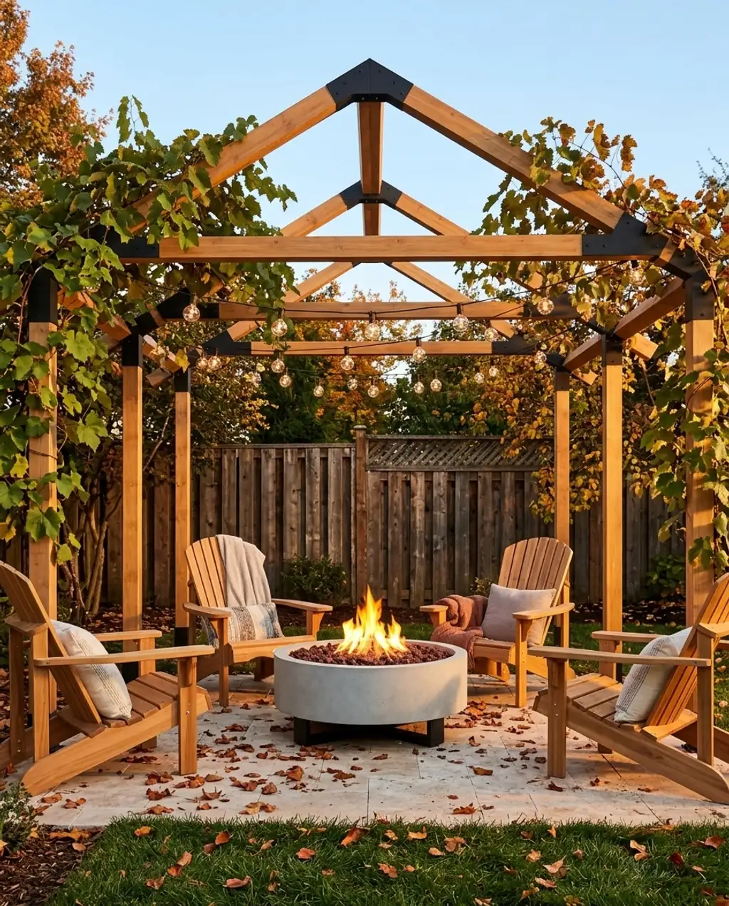DIY Wood Pergola with Climbing Vines for Natural Shade