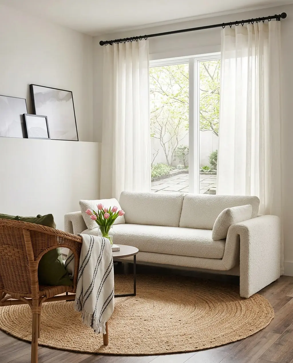 Aesthetic Spring Living Room with Earthy Tones and Natural Textures