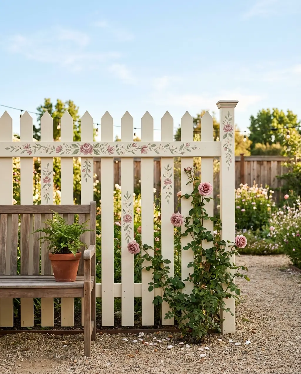 DIY Picket Fence with Hand-Painted Floral Accents