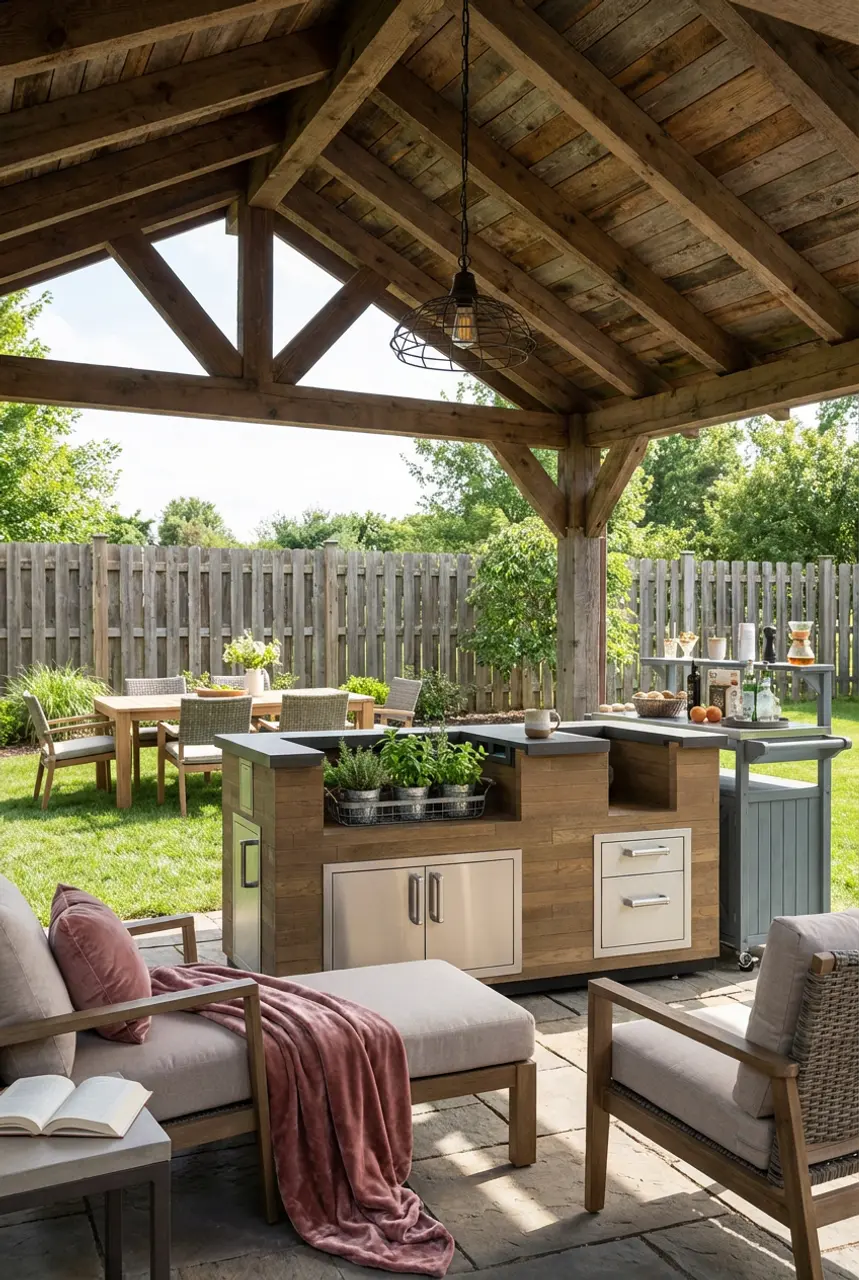 Rustic Farmhouse BBQ Kitchen with Gable Roof — Luxury Version