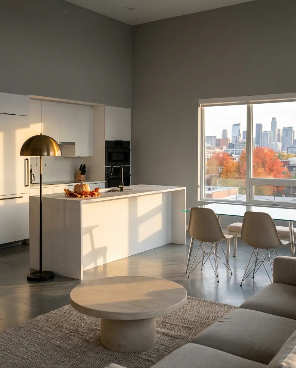 Sleek Modern Minimalist Open Kitchen Living