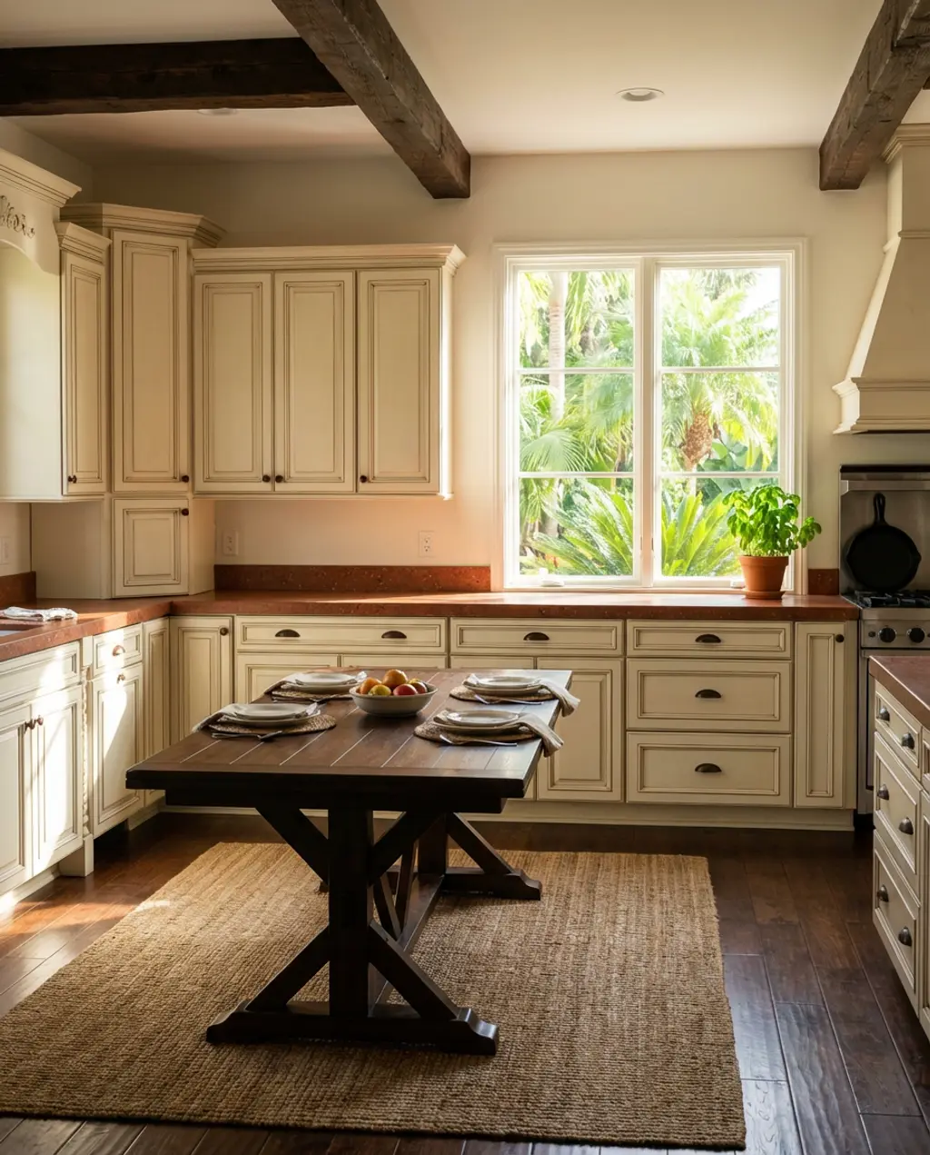 Cream and Dark Wood Kitchen with Rustic Charm — Luxury Version