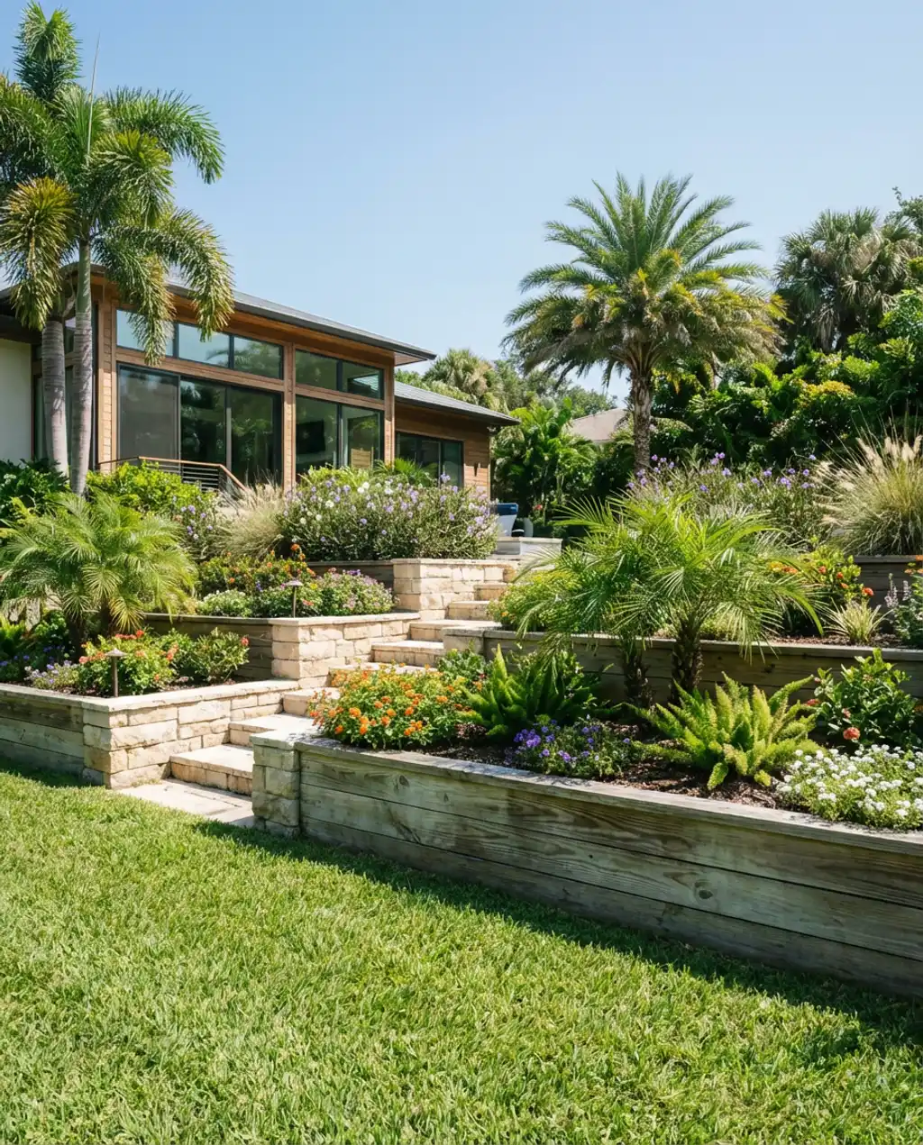 Cascading Terraced Raised Beds for Sloping Yards — Luxury Version