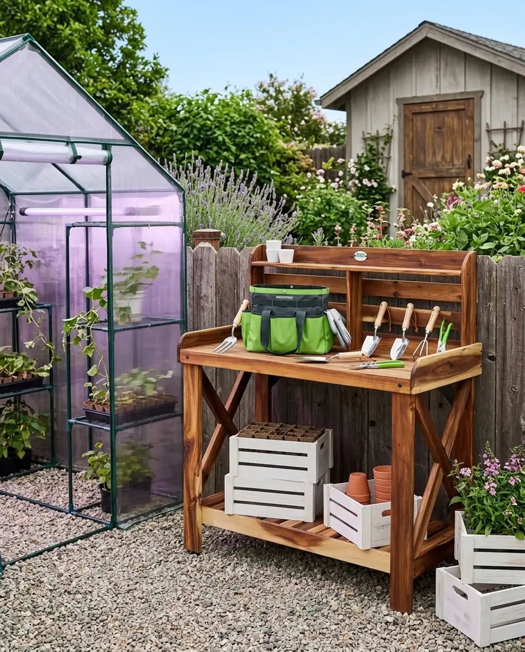 Backyard Greenhouse & Potting Station