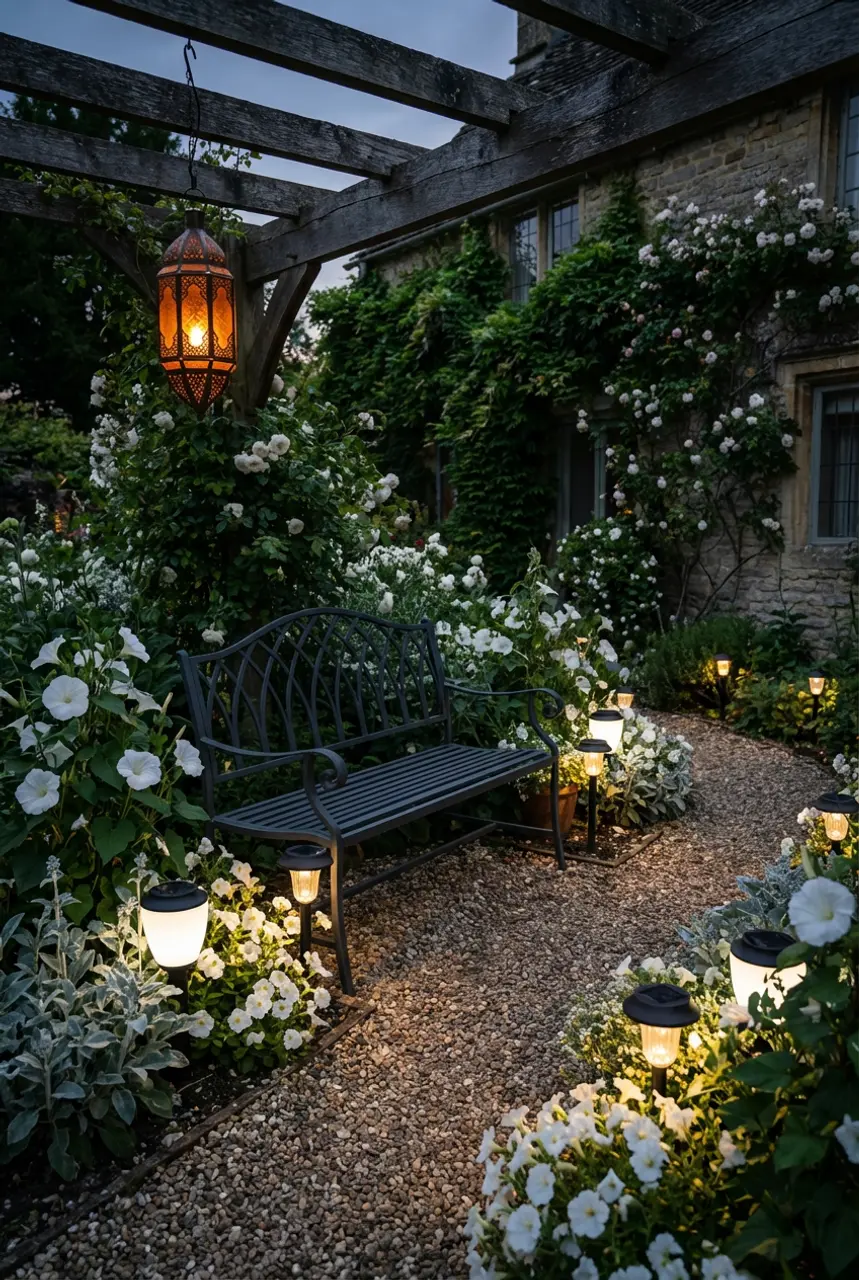 Moon Garden with White Flowers for Evening Glow
