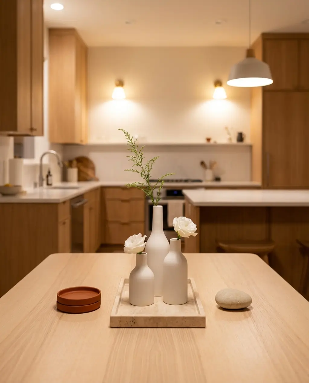 Scandinavian Spring Kitchen Table with Minimalist Centerpiece