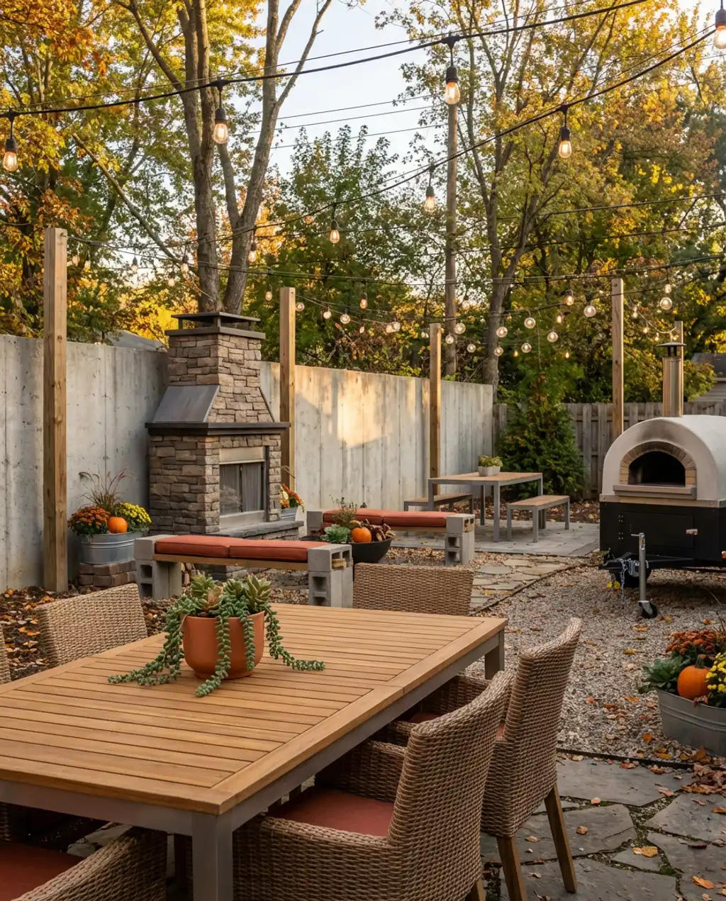Mediterranean Pizza & BBQ Zone with Outdoor Fireplace