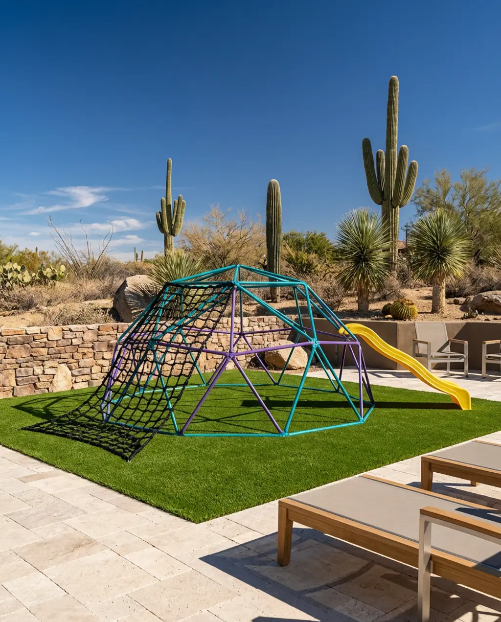 Geometric Climbing Dome with Cargo Net & Slide