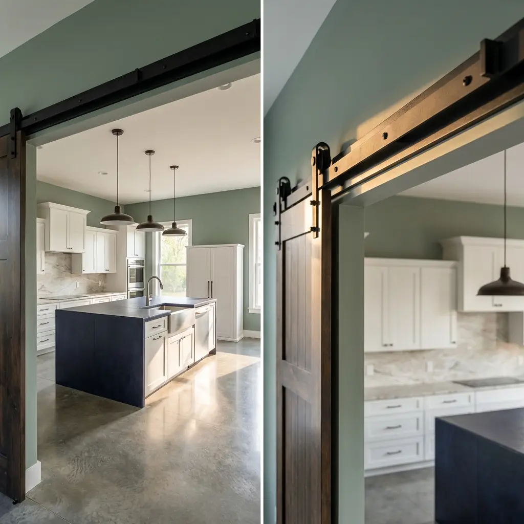 Modern Farmhouse Kitchen with Polished Concrete Floor