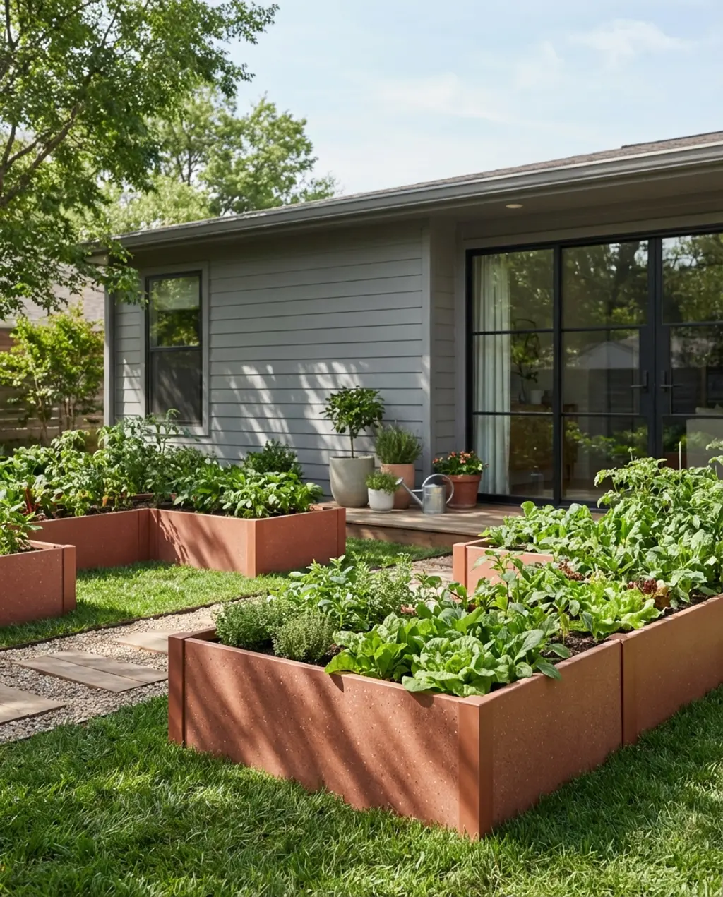 Raised L-Shaped Garden Beds for Corner Spaces