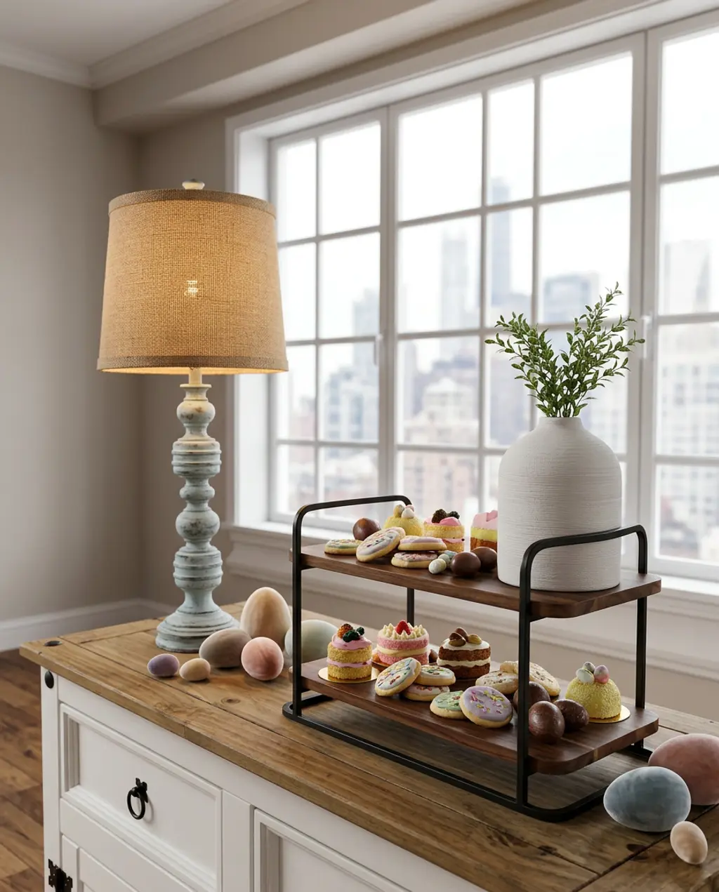 Farmhouse Easter Buffet Table Styling