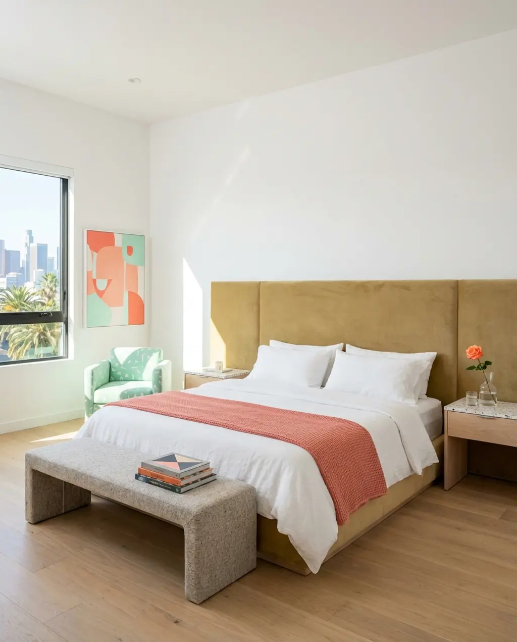 Spring Bedroom Refresh with Pops of Coral and Mint