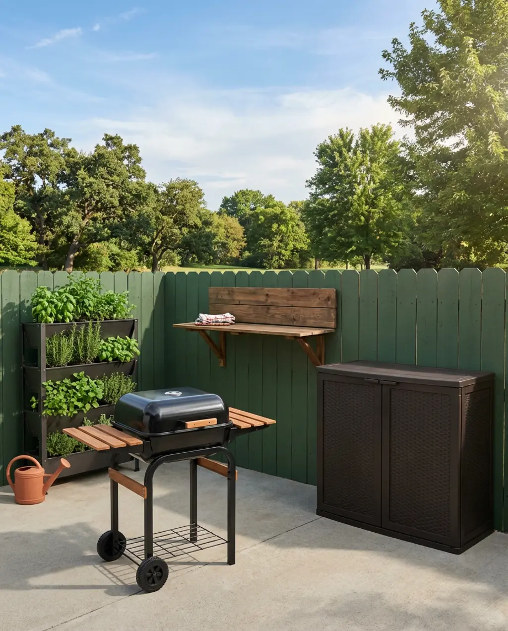 Small Backyard BBQ with Herb Garden & Folding Bar
