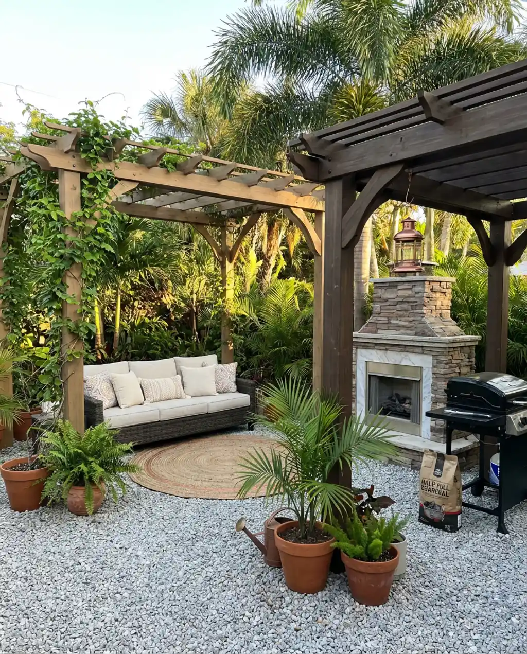 Budget Backyard BBQ Area with Simple Pergola Roof — Luxury Version