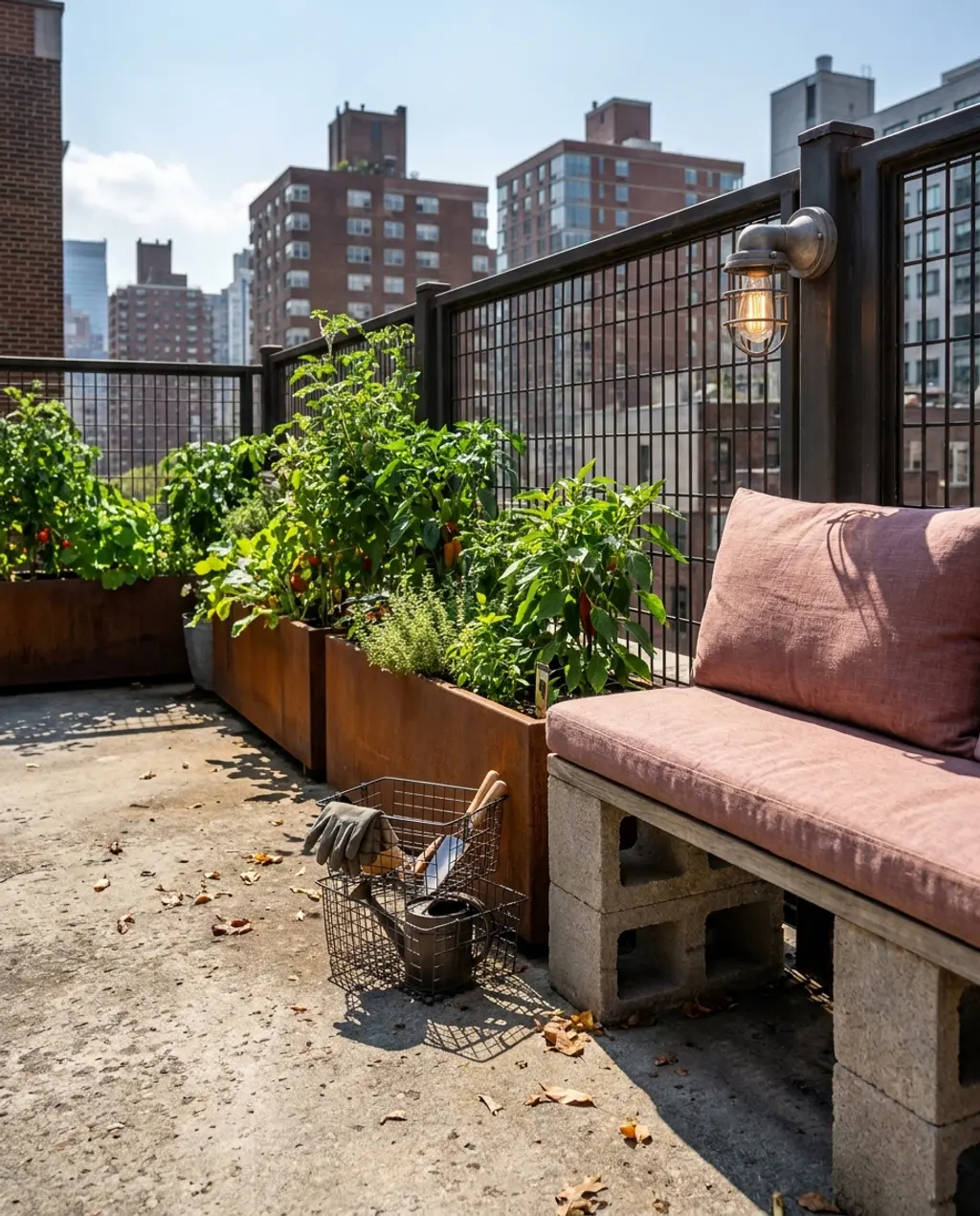 Rustic Industrial Rooftop Planter Garden