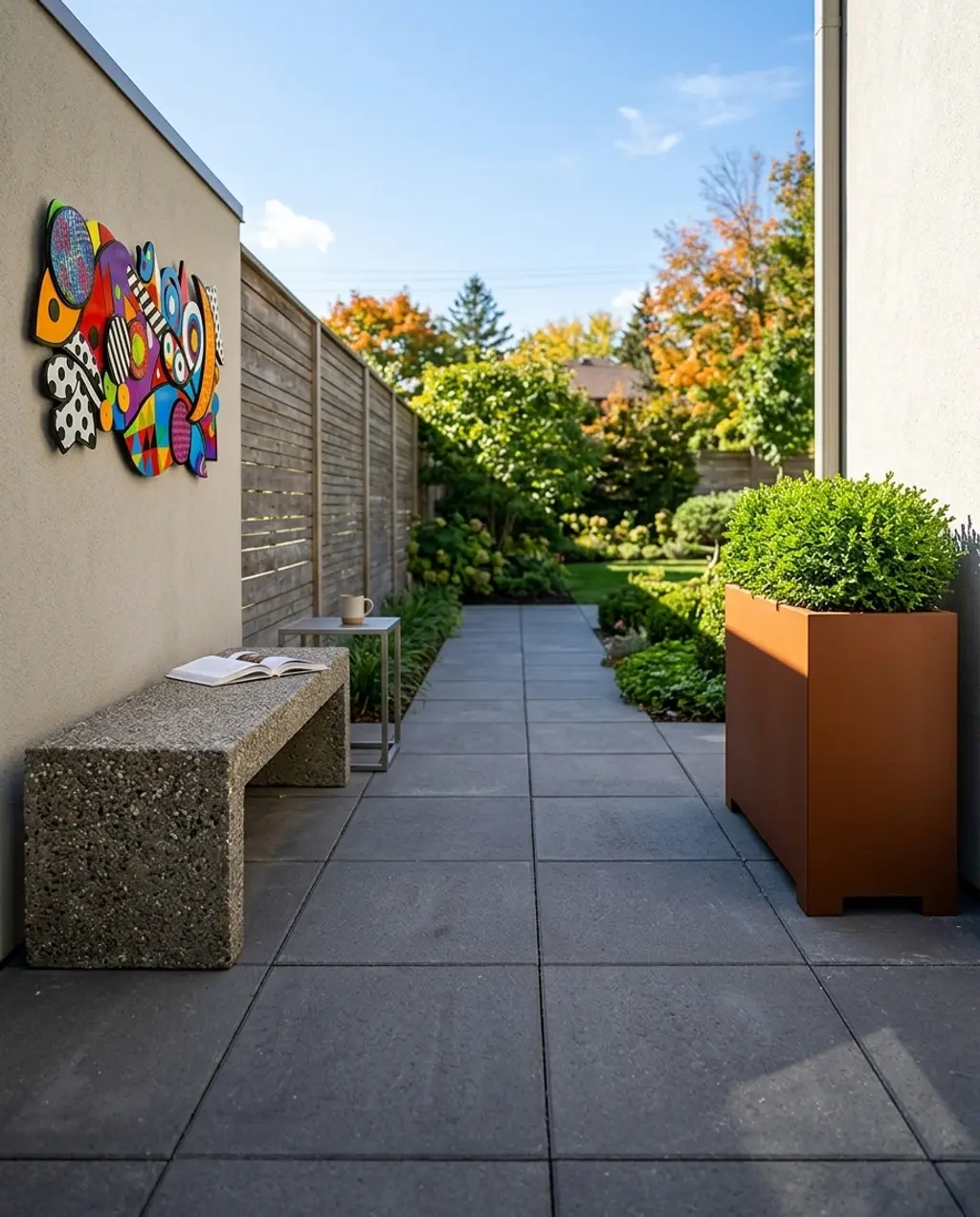 Minimalist Courtyard with Concrete & Greenery