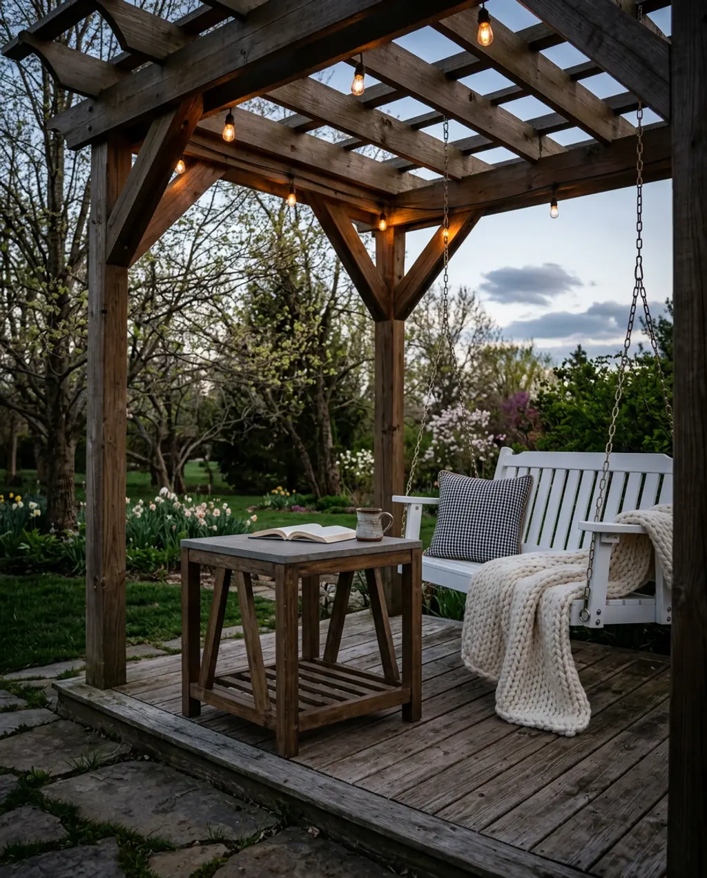 Cozy Screened Porch Reading Nook