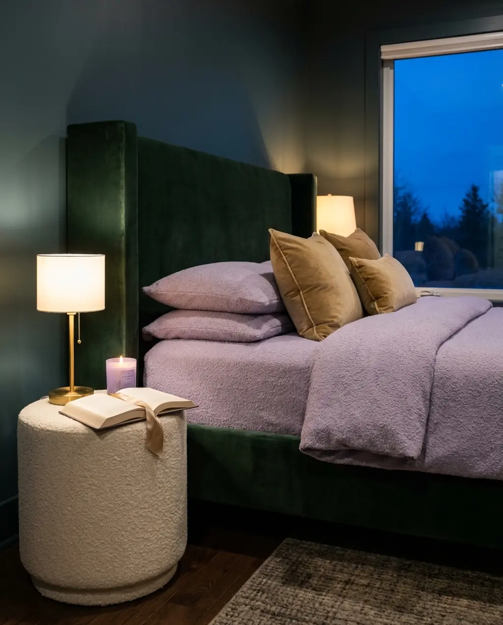 Moody Spring Bedroom with Rich Forest Green and Gold Accents