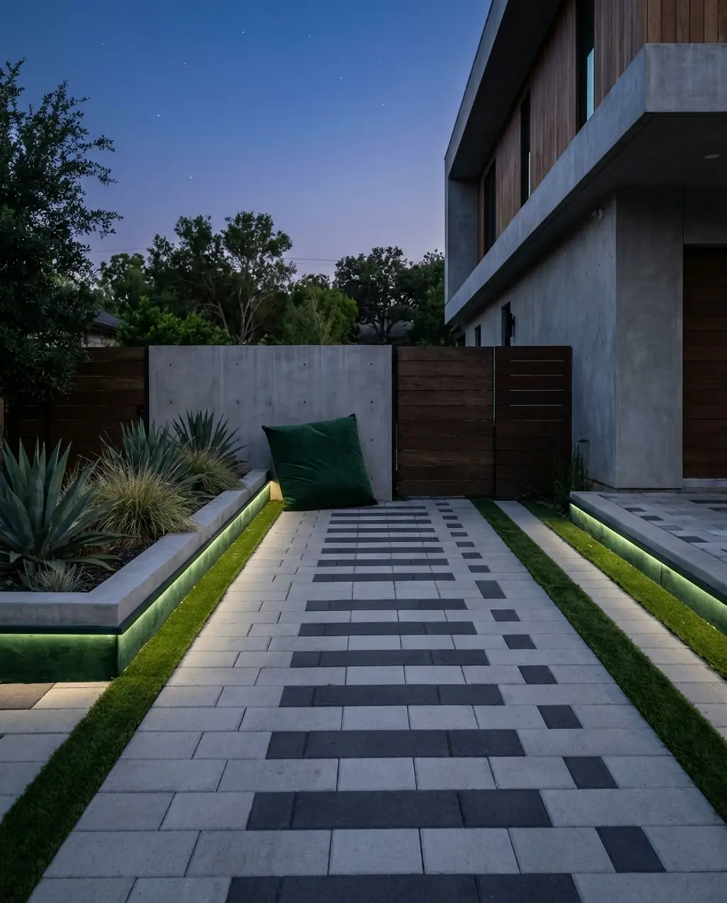 Bloxburg-Inspired Modern Driveway with Thematic Lighting