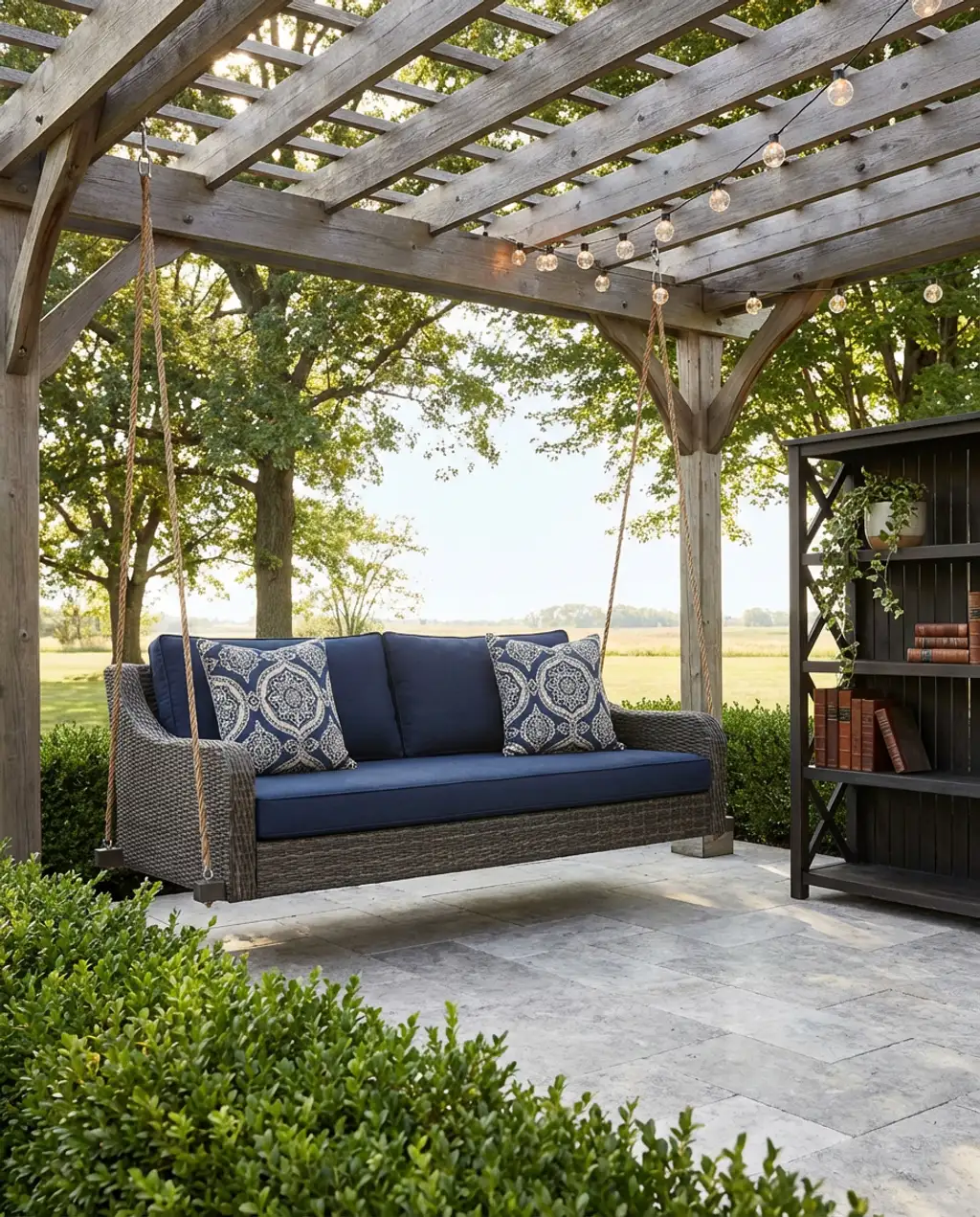 Cozy Outdoor Reading Nook with Daybed Swing — Luxury Version