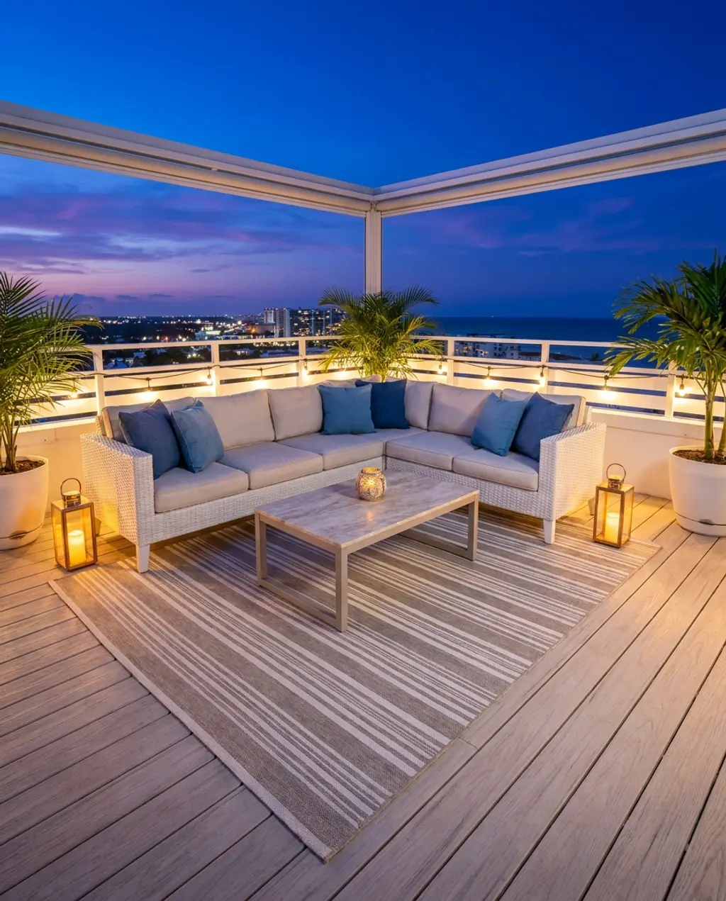 White & Bright Coastal Rooftop Lounge