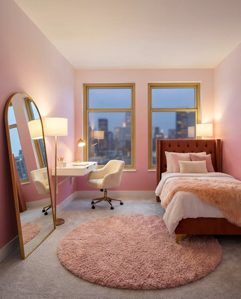 Soft Pink Ombre Wallpaper for a Sweet Teenager's Bedroom — Luxury Version