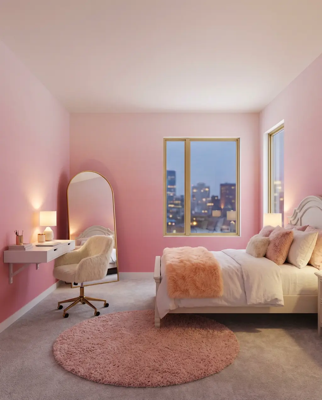 Soft Pink Ombre Wallpaper for a Sweet Teenager's Bedroom — Budget Version