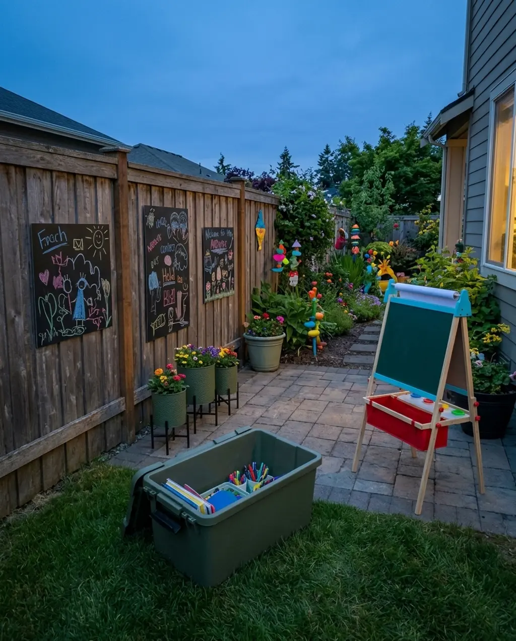 Kids' Outdoor Chalkboard Wall & Art Area