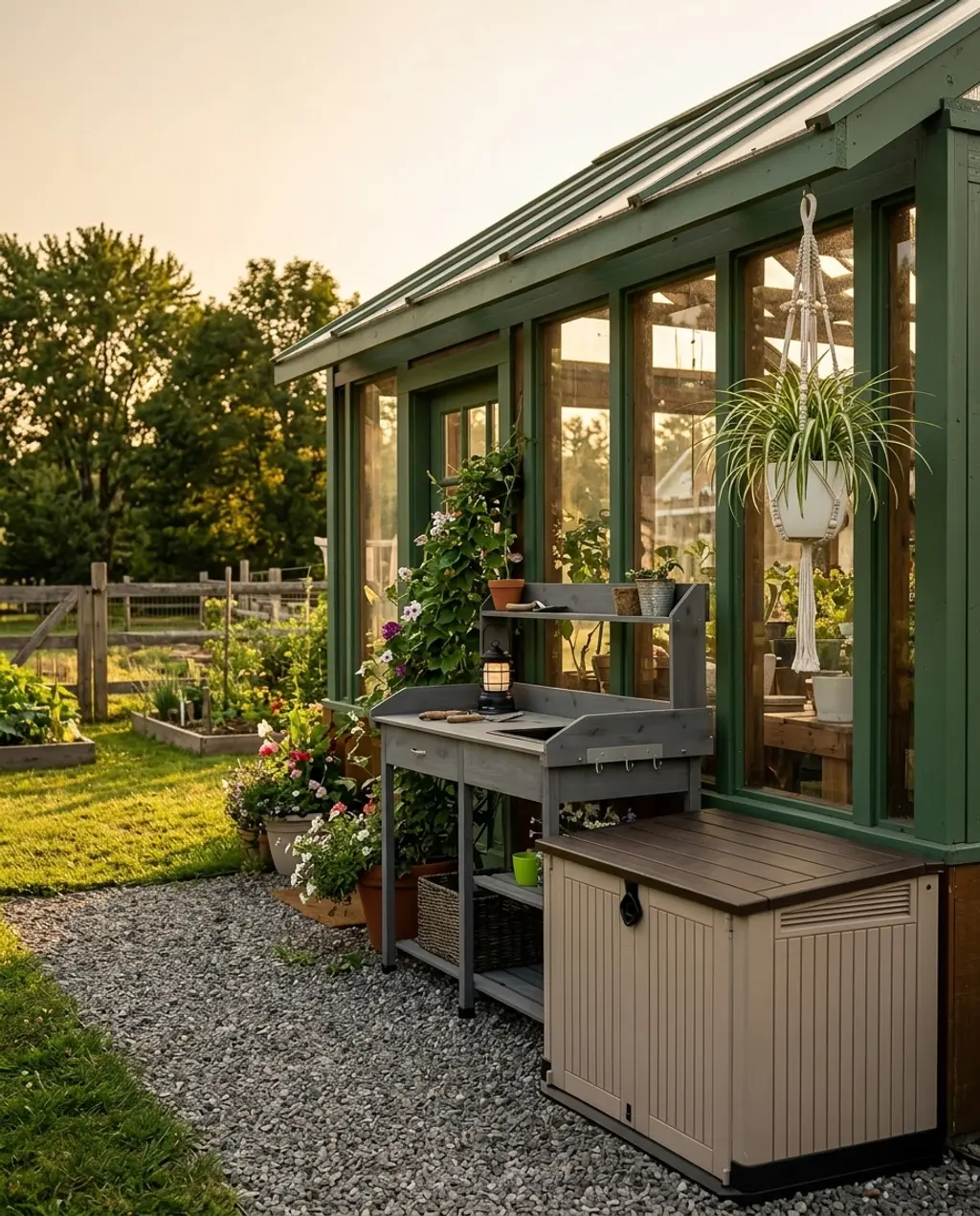 Tiny Backyard Greenhouse & Potting Shed Combo