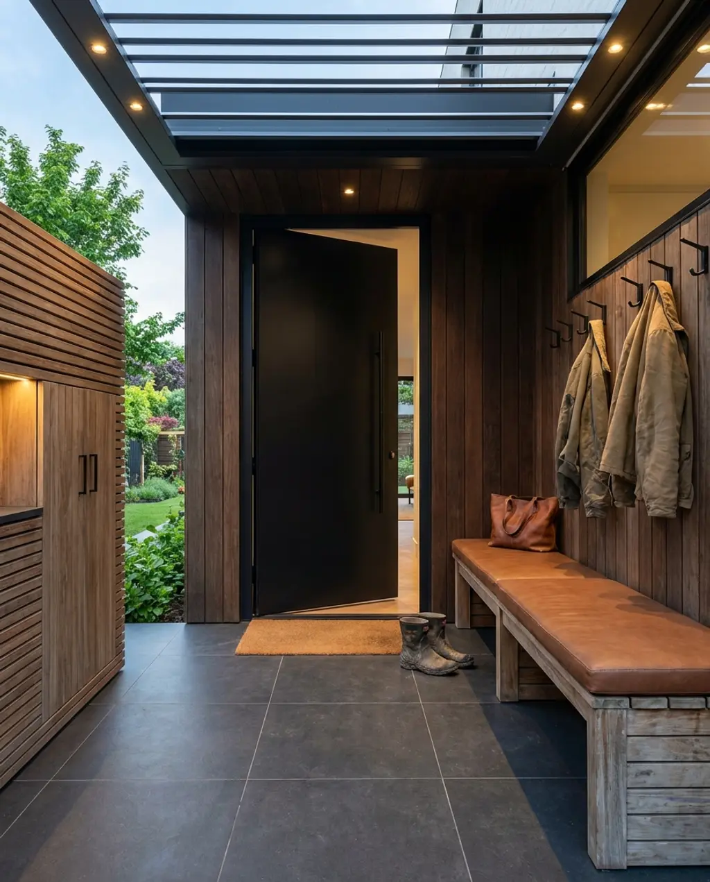 Mudroom with Statement Entry Door