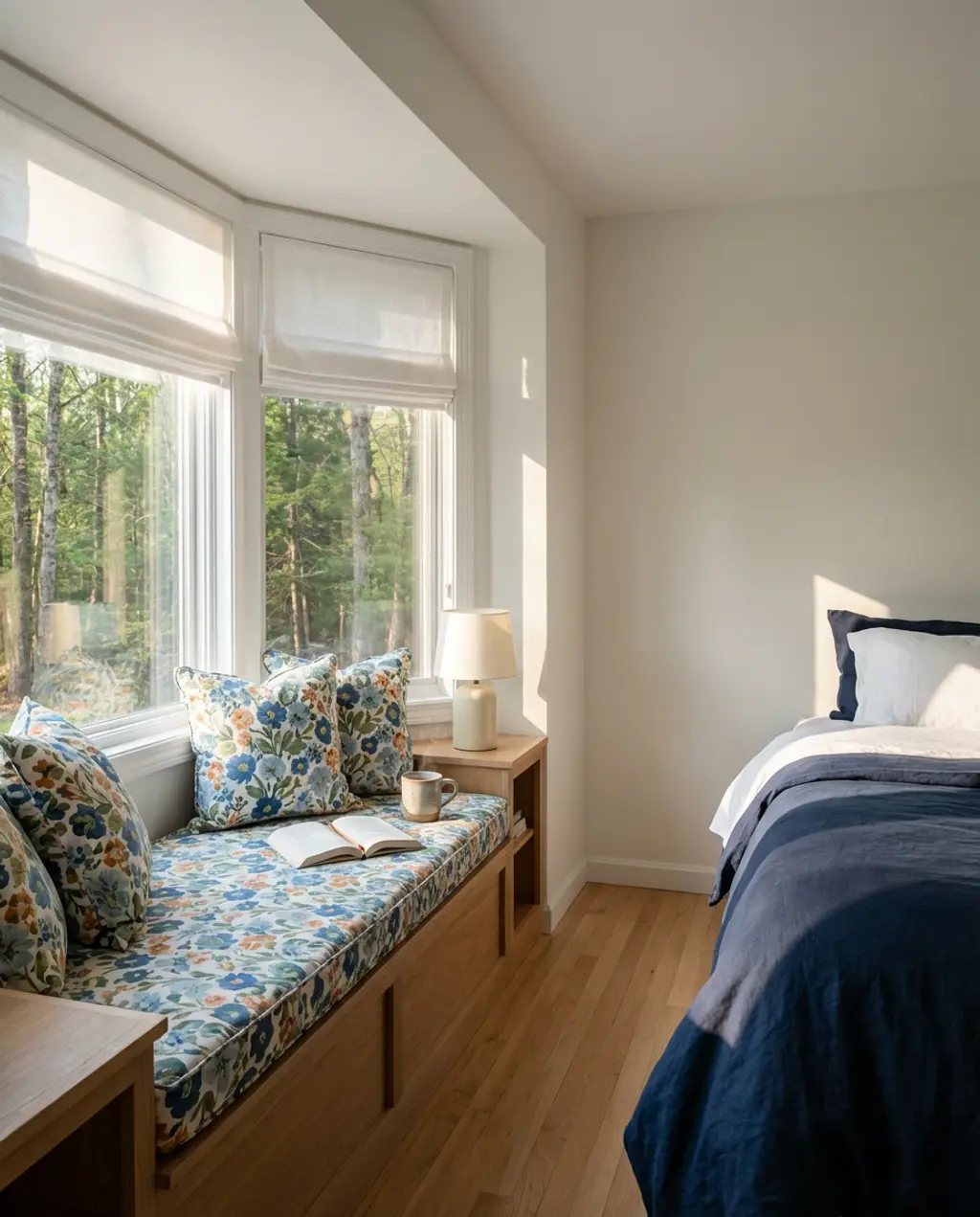 Cozy Spring Bedroom Nook with a Built-in Window Seat