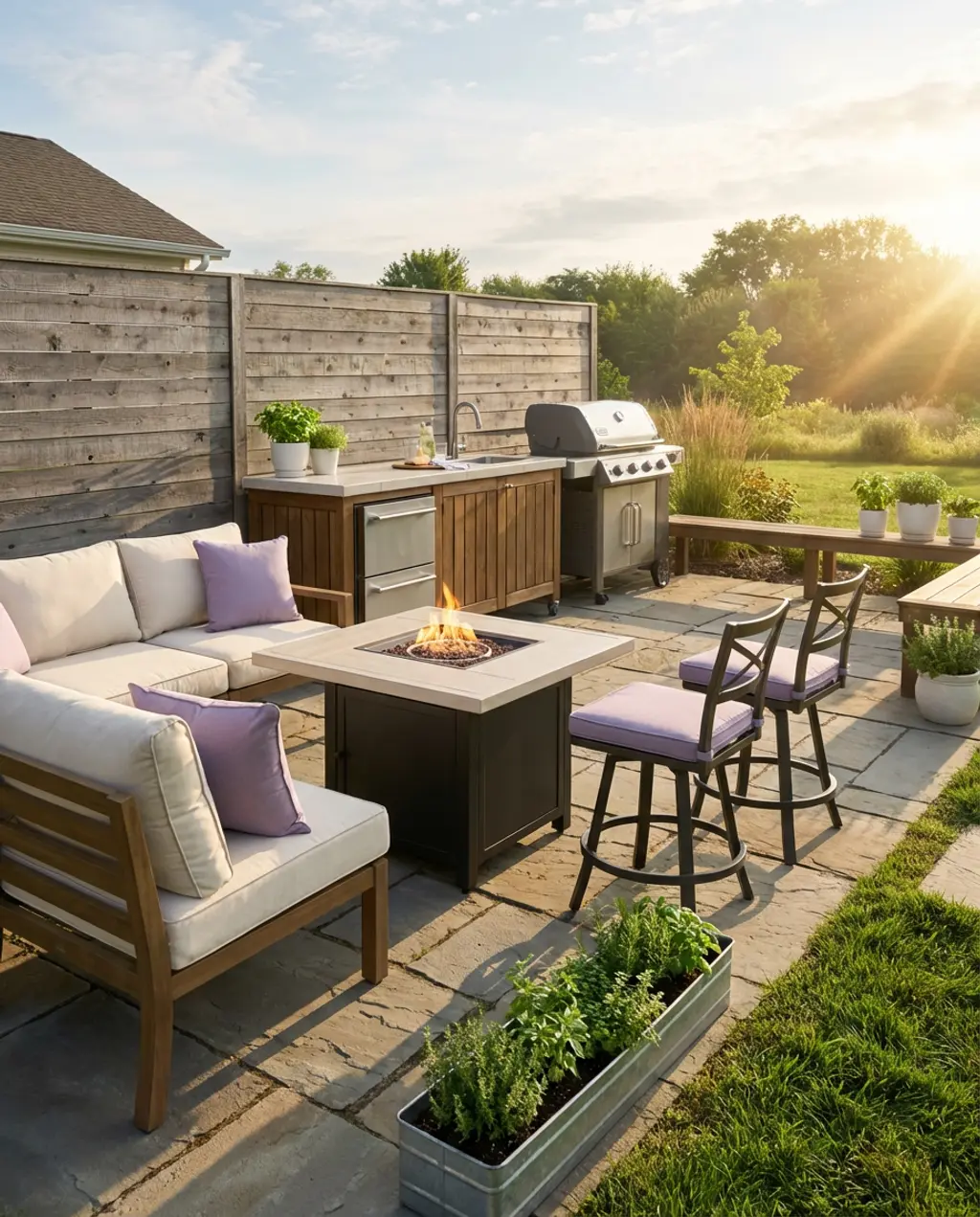 Covered Outdoor Kitchen with Large Grill Station & Bar